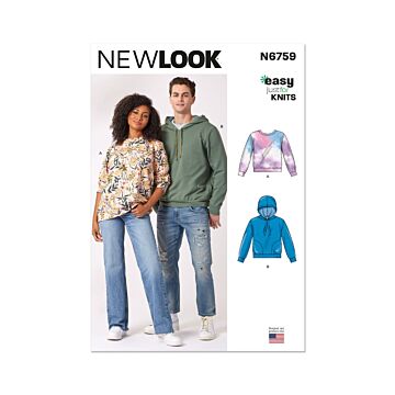 New Look Sewing Pattern 6759 Misses' and Men's Sweatshirts  S-XXL