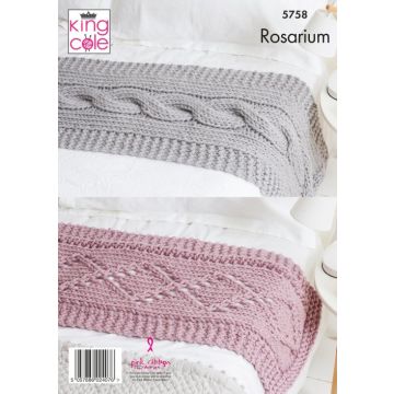 King Cole Rosarium Super Chunky Throws Cable Runners Pattern 5758 Assorted