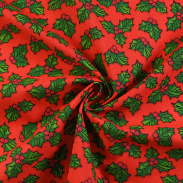 Holly Polycotton Fabric Red 110cm