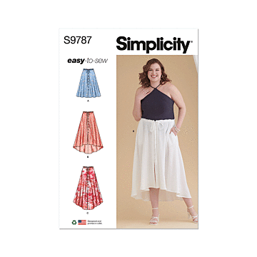 Simplicity Sewing Pattern 9787 (W3) Women's Skirt Hemline Variations  30W-38W