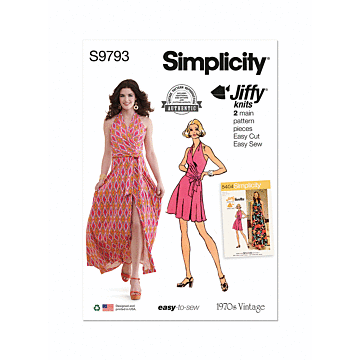 Simplicity Sewing Pattern 9793 (K5) Misses' Knit Wrap Halter Dress  8-16