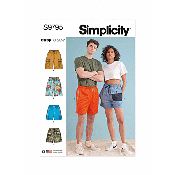 Simplicity Sewing Pattern 9795 (A) Unisex Shorts  XS-XXL