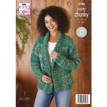 King Cole Christmas Super Chunky Ladies Jacket Sweater Pattern 5780 71-117cm