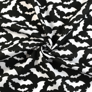 Bats Fabric White On Black 112cm