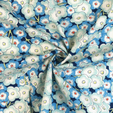 Floral Poplin print 100% Cotton Fabric 3 - Blue 148 cm