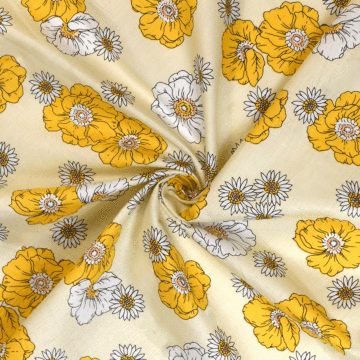Floral Poplin print 100% Cotton Fabric 3 - Lemon 148 cm