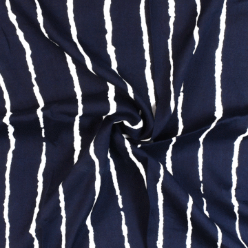 Stripe Print 100% Viscose Fabric 4 - Navy 142 cm