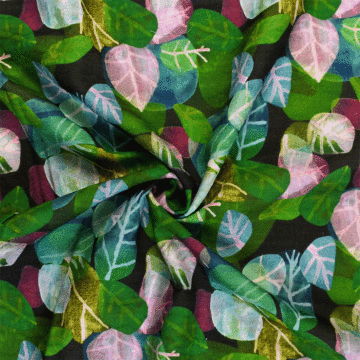 Leaf Print 100% Cotton Jacquard Fabric 2 - Green 148 cm