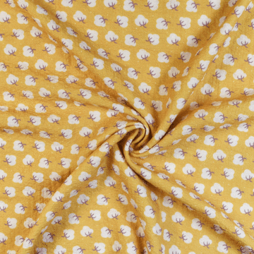 Floral Seersucker 100% Polyester Fabric 10 - Mustard 148 cm