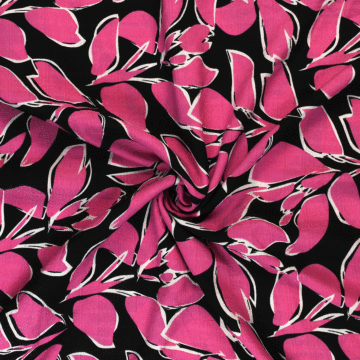 Bold leaves dobby print 100% Polyester Fabric 4 - Pink 148 cm