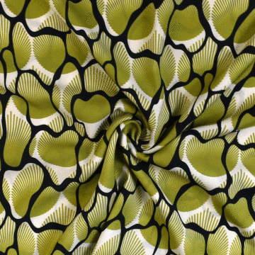 Abstract leaf Crepe 100% Polyester Fabric Green 148 cm