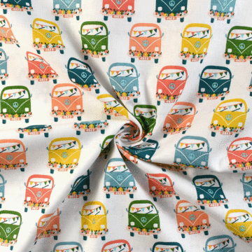 3 Wishes Peace Love Travel Cotton Fabric White 110cm
