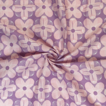 Floral Poplin print 100% Cotton Fabric 2 - Purple 148cm