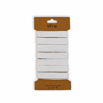 Card of Cotton Herringbone Tape White 15mm x 5m