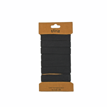 Card of Cotton Herringbone Tape Black 15mm x 5m