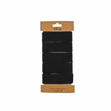 Card of Cotton Herringbone Tape Black 25mm x 5m