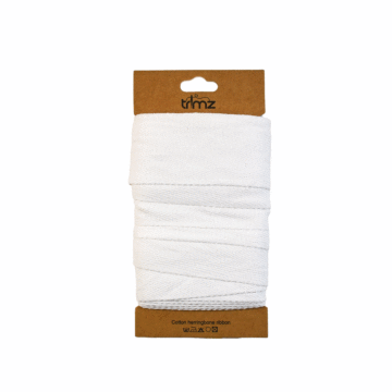 Card of Cotton Herringbone Tape White 50mm x 5m