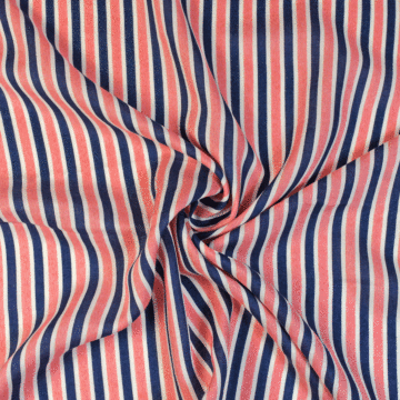 Striped 100% Viscose Fabric Navy 148cm