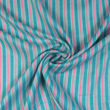 Striped 100% Viscose Fabric Aqua 148cm