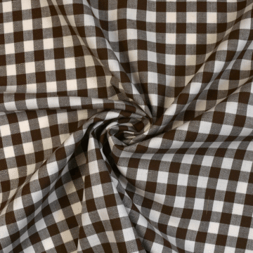 Yarn Dyed 100% Cotton Check Fabric Brown 112cm