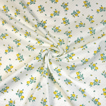 Vintage Style Ditsy Floral Cotton Lawn Fabric Yellow 150cm