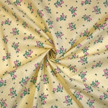 Vintage Style Small Floral Cotton Lawn Fabric Yellow 150cm