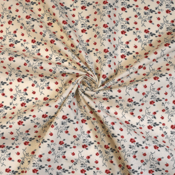 Ditsy Floral 100% Cotton Lawn Fabric Red 150cm