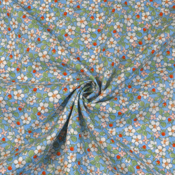 Liberty Tana Lawn Paysanne Blossom Fabric Blue 138cm