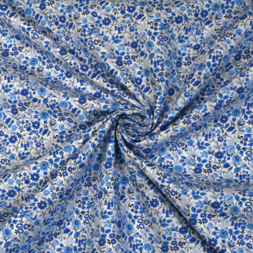 Liberty Piccadilly Poplin Astrid Niva Fabric Blue 138cm
