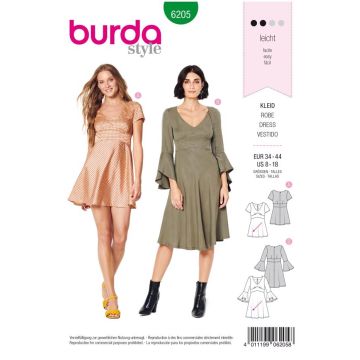 Burda Sewing Pattern 6205 - Misses Dress with Empire Waist 8-18 6205 AB 8-18