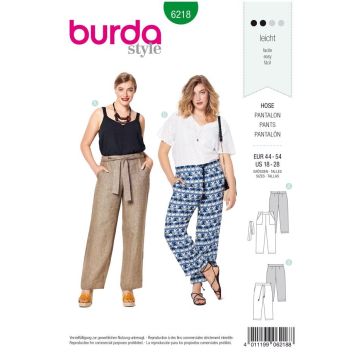Burda Sewing Pattern 6218 - Womens Trousers 14-22 6218 AB 14-22