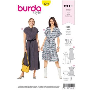 Burda Sewing Pattern 6240 - Misses Dress with Button Fastening 8-18 6240 AB 8-18