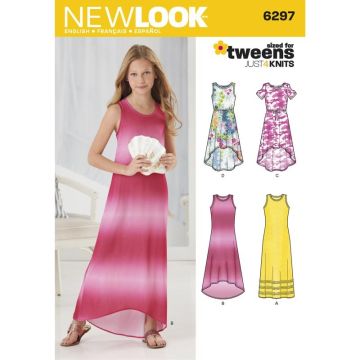 New Look Sewing Pattern Girls' Knit Dress 6297A Age 8-16