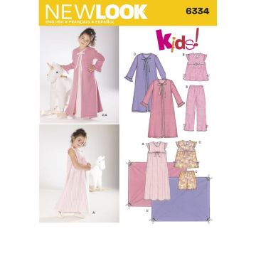 New Look Sewing Pattern Child Sleepwear 6334A Age 3-8