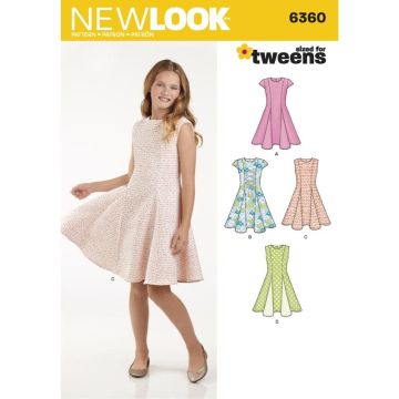 New Look Sewing Pattern Girls' Sized for Tweens Dress 6360A Age 8-16