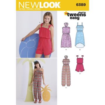 New Look Sewing Pattern 6389 (A) - Girls' Easy Jumpsuit, Romper & Dresses  6389A Age 8-17