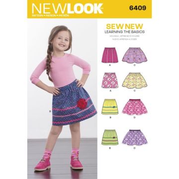 New Look Sewing Pattern 6409 (A) - Child's Pull-On Skirts Age 3-8 6409A Age 3-8