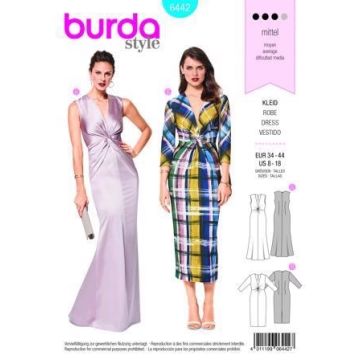 Burda Sewing Pattern 6442 - Women's V Neck Evening Dress 8-18 X06442BURDA 8-18