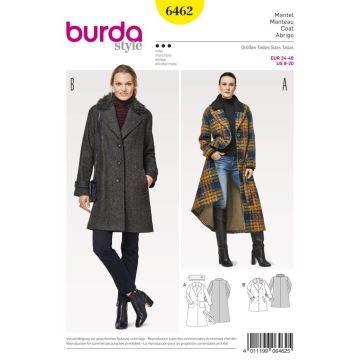 Burda Sewing Pattern Women’s Fur Collar Coat X06462BURDA 8-20
