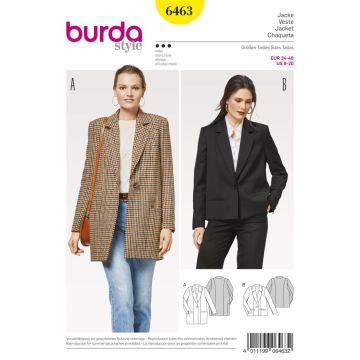Burda Sewing Pattern 6463 - Women’s Blazer 8-20 X06463BURDA 8-20