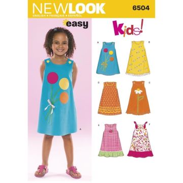 New Look Sewing Pattern 6504 (A) - Child Dresses Age 3-8 6504A Age 3-8