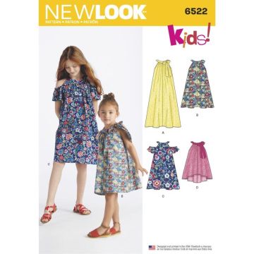 New Look Sewing Pattern 6522 (A) - Child's & Girls' Dresses & Top 6522A Age 3-14