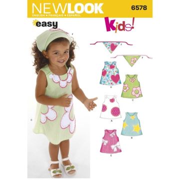 New Look Sewing Pattern 6578 (A) - Toddler Dresses. Age 6 Months - 4. 6578A Age 6months-4