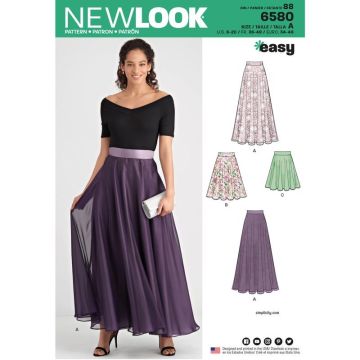 New Look Sewing Pattern 6580 (A) - Misses' Circle Skirt. 8-20. 6580A 8-20