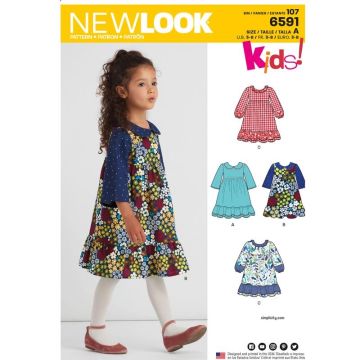 New Look Sewing Pattern 6591 (A) - Child's Dress. Age 3-8. 6591A Age 3-8