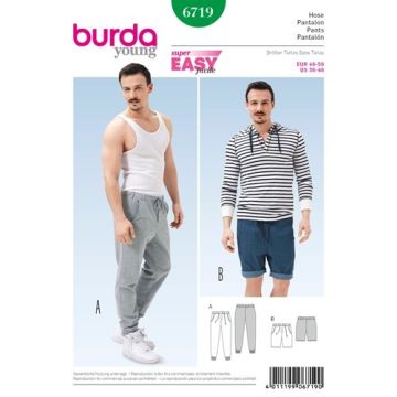 Burda Sewing Pattern 6719 - Men's Jogging Trousers X06719BURDA 36-46