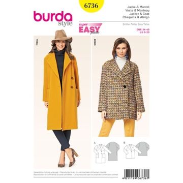 Burda Sewing Pattern 6736 - Women's Jackets and Coats 8-20 X06736BURDA 8-20