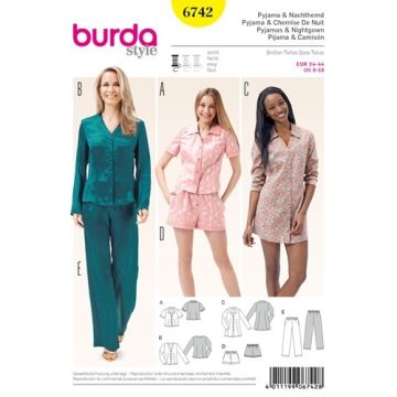 Burda Sewing Pattern 6742 - Women's Sleepwear 8-18 X06742BURDA 8-18