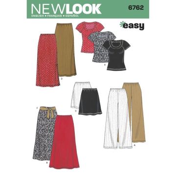 New Look Sewing Pattern 6762 (A) - Misses Separates 10-22 6762A XS-XL