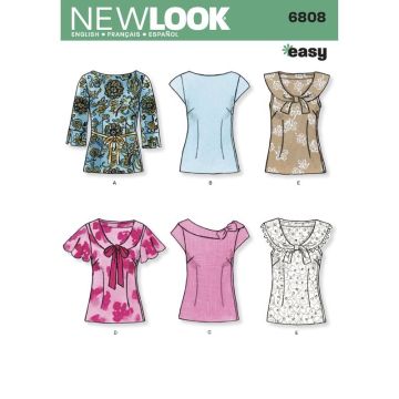 New Look Sewing Pattern 6808 (A) - Misses Tops 8-18 6808A 8-18
